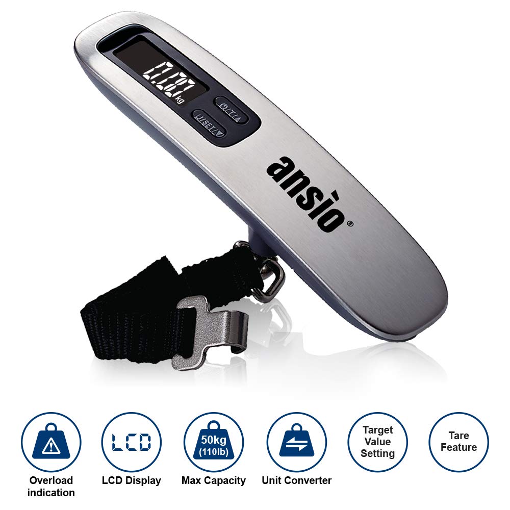 ANSIO Digital Luggage Scale with Hook 