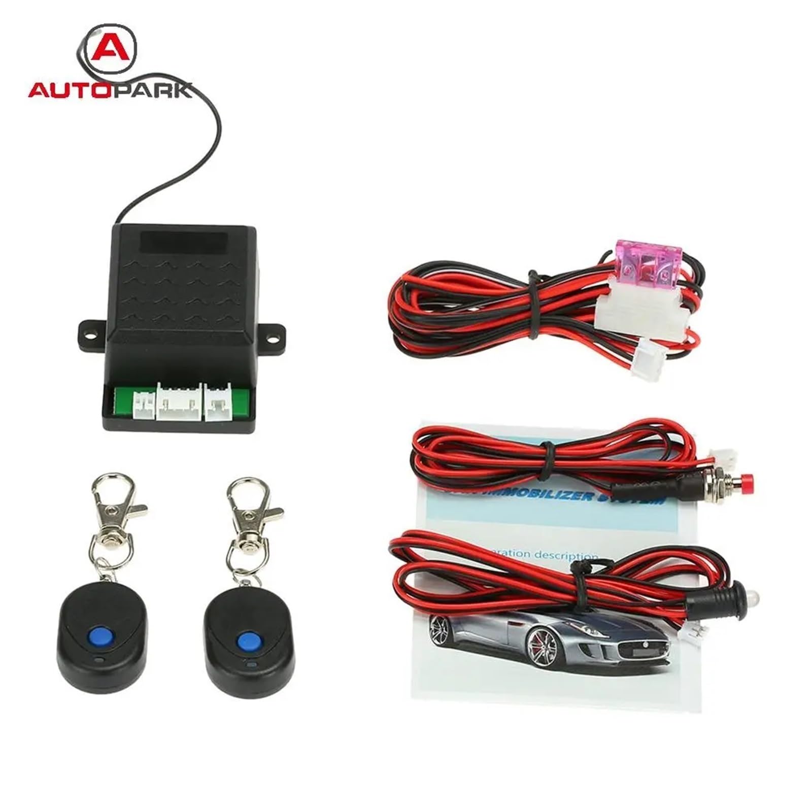 Sistema Alarma Antirrobo Coche Sistema de Seguridad antirrobo inmovilizador Coche 1 vía protección Alarma automática sin Llave con 2 mandos a Distancia