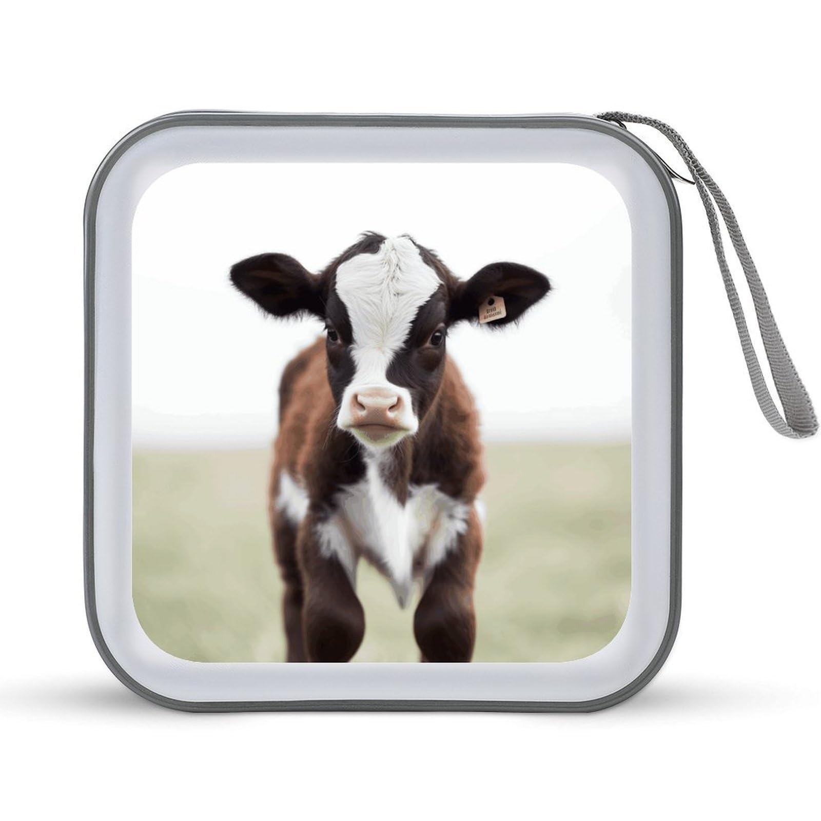 VstaDank - 40 Capacity Cow CD Case, with Zipper Disc Storage Organizer, Portable CD Organizer, Hard Plastic Storage, Wallet Holder