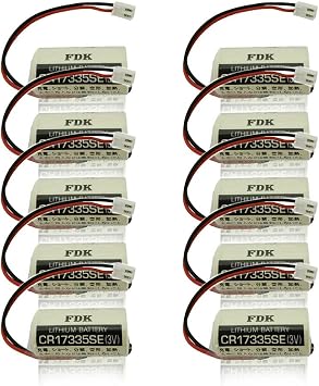 Pack of 10 3V CR17335SE 1800mAh Non-Rechargeable Lithium Battery Replacement for FDK CR17335SE 3V Epson Robot Controller RC Series Battery R13B060003 with White Plug