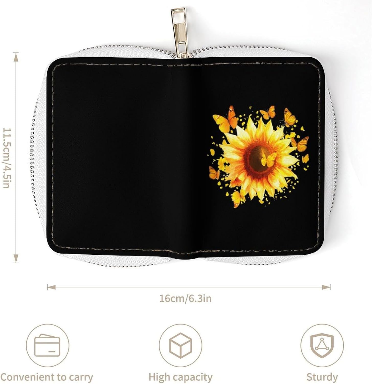 Sunflower with Yellow Butterflies Small Business Credit Card Holder Wallet with 20 Card Slots Case Coin Purse Pouch