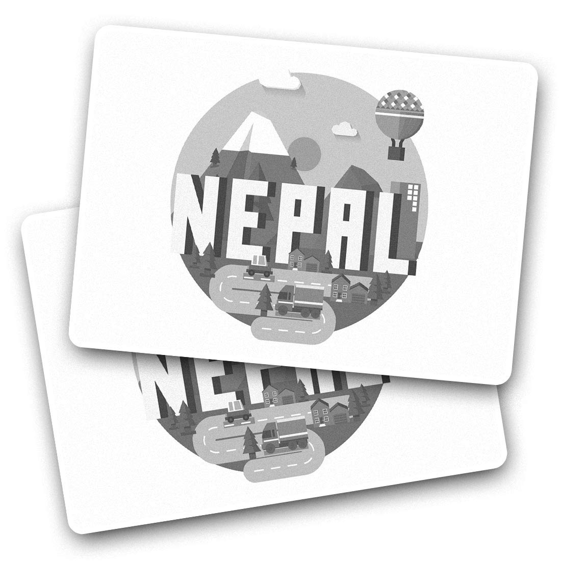 Destination Vinyl Ltd Multi 2 X 7.5Cm Rectangle Vinyl Stickers Nepal Cartoon Travel South Asia 35008