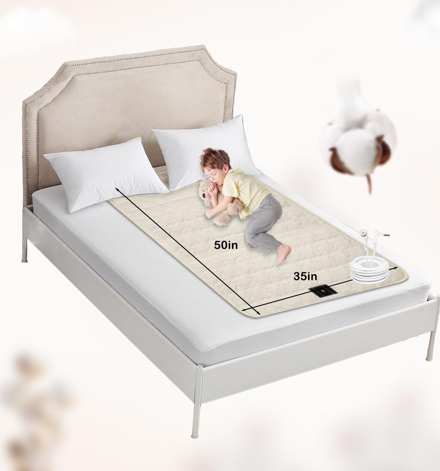 Grounding Mat for Bed (Beige, 34×50inch)