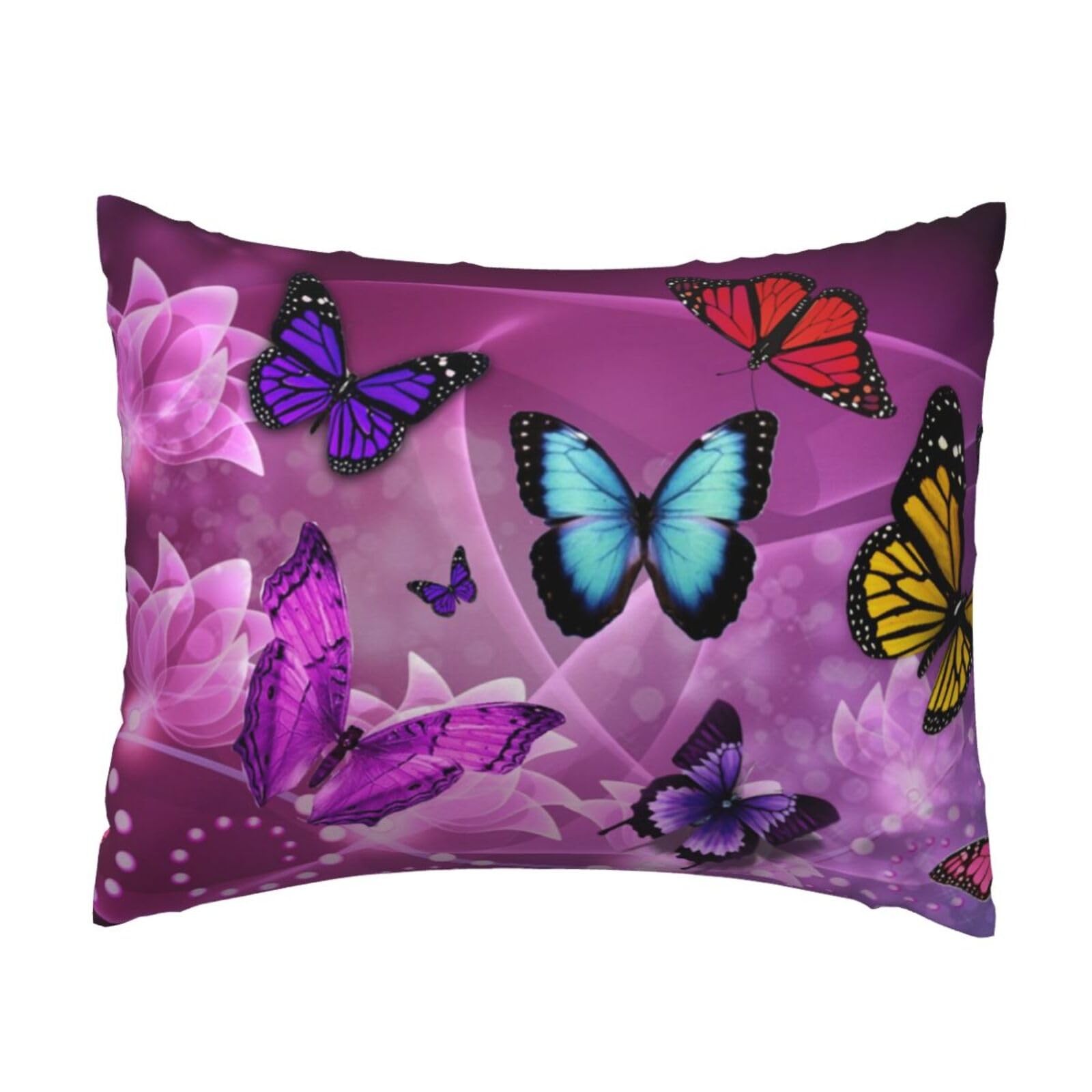 WSHFFILO Purple Butterflies printed Pillow Case 20x26in Decorative pillowcase Throw Pillow Cover