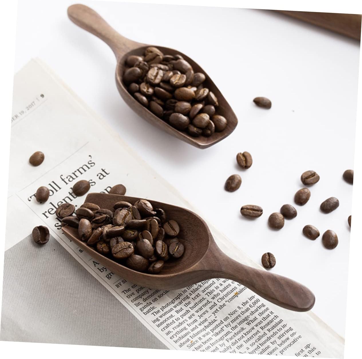 VICASKY Wooden Coffee Bean Scoop North American Walnut Practical Tea Spoon for Loose Tea Leaves Kitchen Utensil for Coffee Lovers and