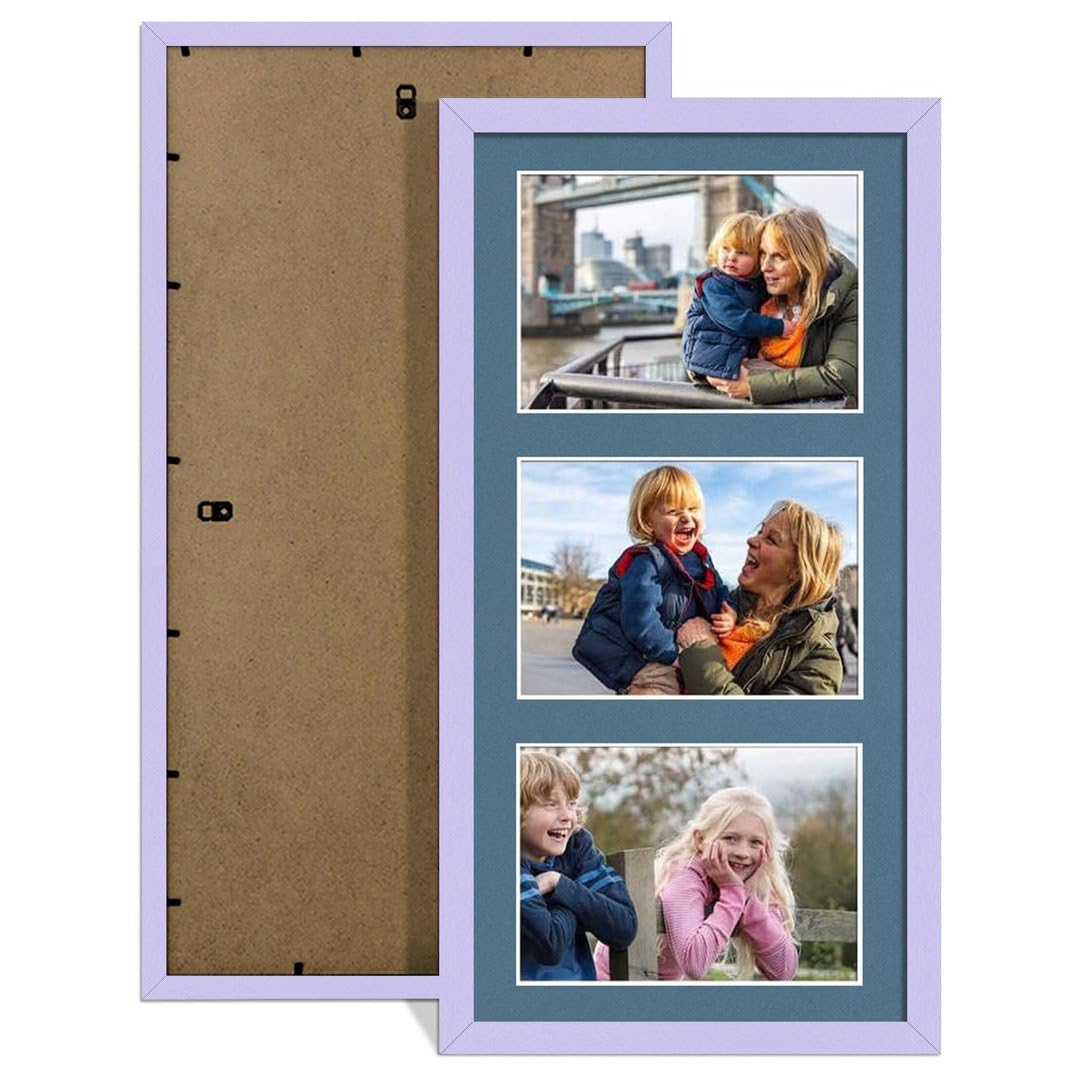 Procut Global 40X20CM Purple Photo Frames For Multiple Pictures with Pompadour Mount-Sleek Collage Frame with 3 Apertures (3x) 6X4-Engineered Wood with Shatterproof Perspex