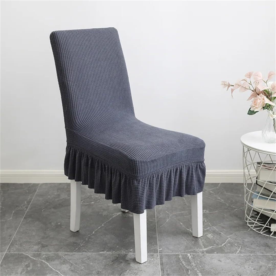 PBTMCD 4pcs- Stretch Dining Chair Covers With Pleated Skirt, Banquet Slipcovers, Washable Seat Protector For Hotel Wedding(A9)