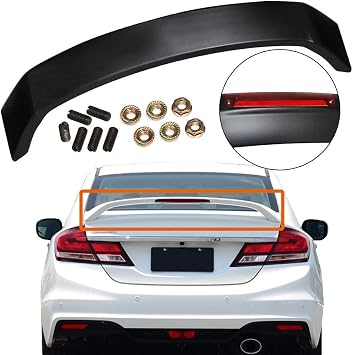 Black Trunk Spoiler Wing LED Brake Light Lamp Fits for Honda 2012-2015 9th Gen Civic