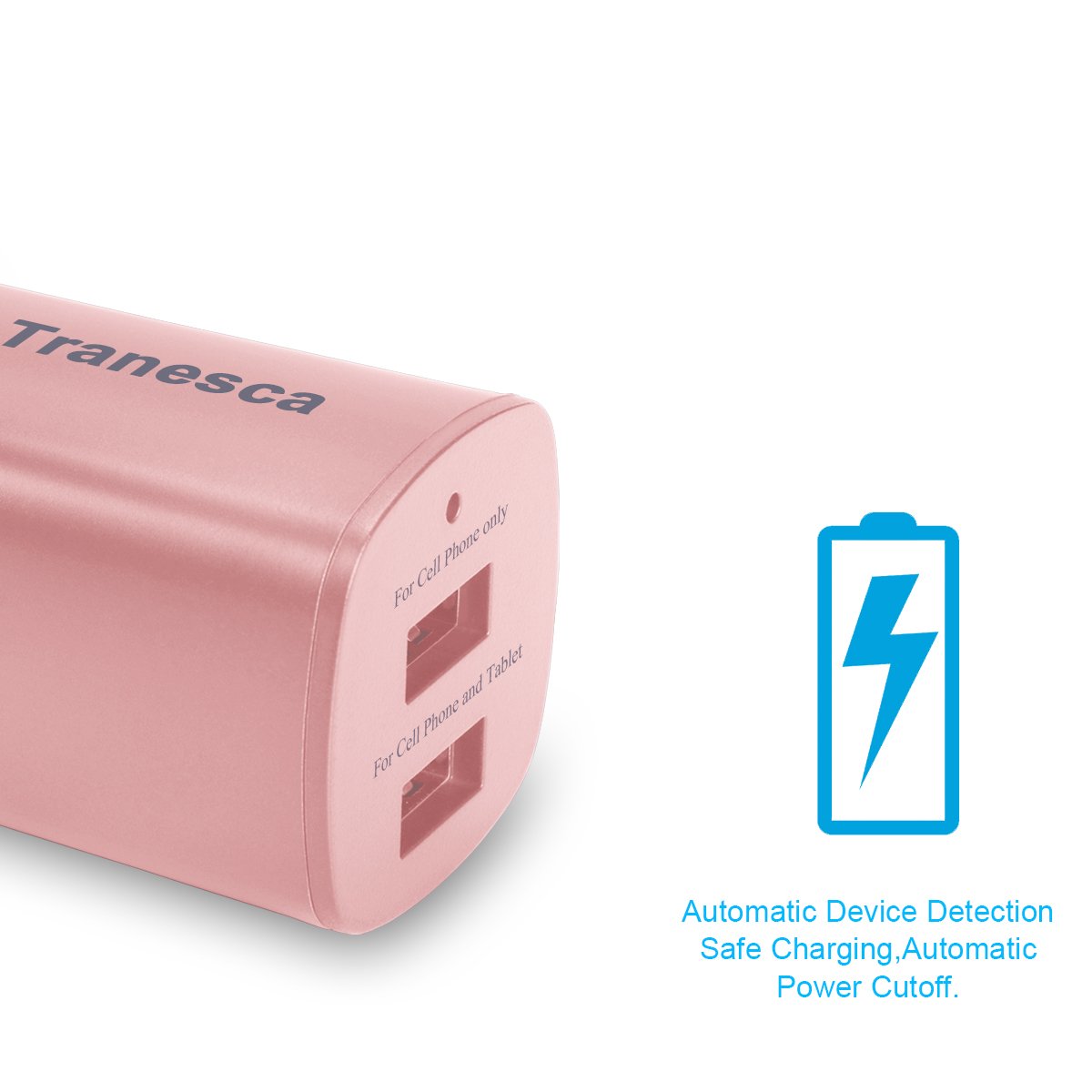 Tranesca Cargador de Pared USB Dual y Cable de Carga de 6 pies (Oro Rosa)