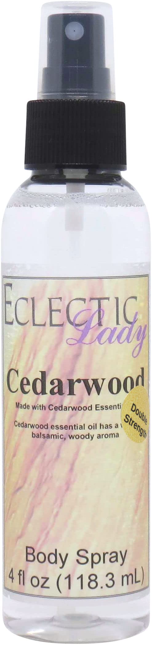 Eclectic Lady Cedarwood Body Spray, Double Strength, 4 ounces, Body Mist for Women with Clean, Light & Gentle Fragrance, Cologne with Soft, Subtle Aroma For Daily Use