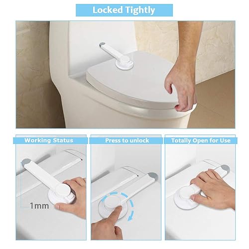 Miniatura 4 de Cerraduras de inodoro a prueba de bebés cerraduras de asiento de inodoro que evitan la apertura de la tapa del inodoro fácil de instalar a prueba de