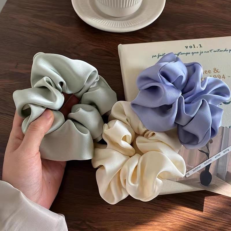 SYSUII Pack of 4 Satin Scrunchies Large Hair Scrunchies Women - Image 4