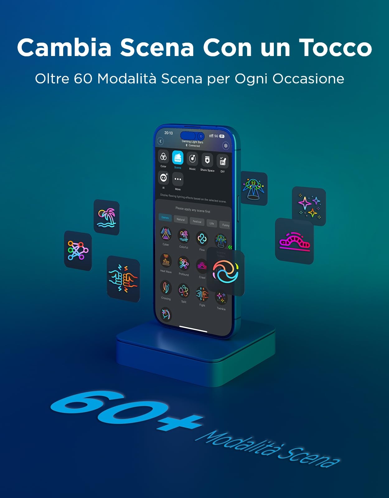 Govee Gaming Barre Luminose Pro, Strisce luminose LED intelligenti da gioco da 16 pollici aggiornate con illuminazione RGBIC a tre lati per monitor, 60+ scena, compatibili con Alexa e Google Home