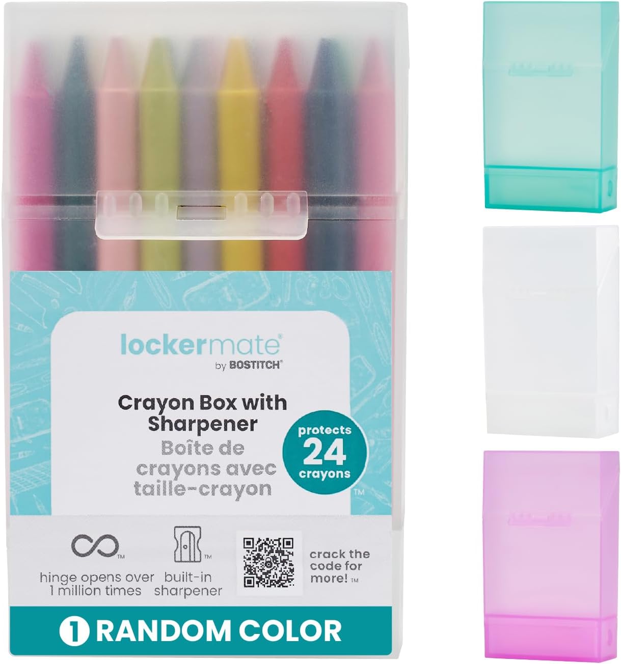 Crayon Box with Sharpener Holds 24 Crayons, Assorted Color, Pack of 1