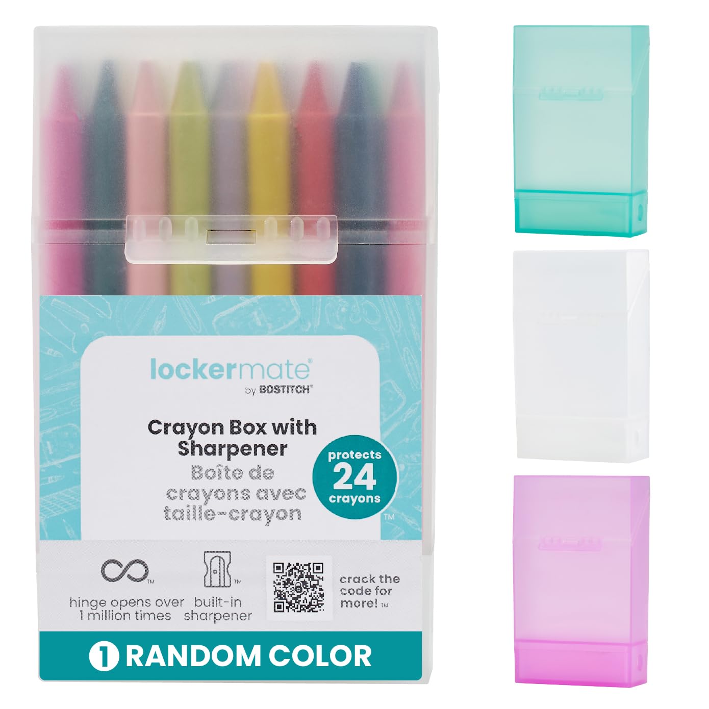 Crayon Box with Sharpener Holds 24 Crayons, Assorted Color, Pack of 1