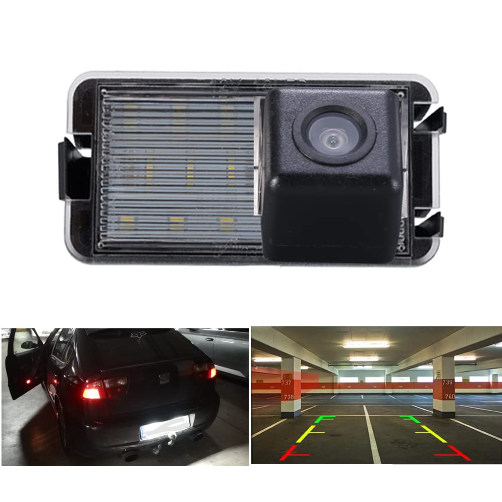 HD Luz de matrícula 170 Gran Angular Vista Posterior Cámara Marcha atrás Compatible con Seat Altea/Arosa/Ibiza 6L/Leon 1M/Facelift/Cordoba MK1 (6K) /Cordoba MK2(6L)/Toledo 5P