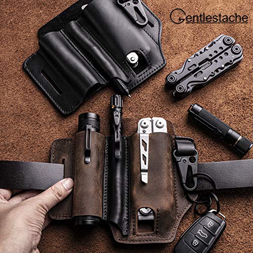 Gentlestache Multitool Bainha para Cinto, Capa de Couro para Homens, Organizador de Bolso de Couro E