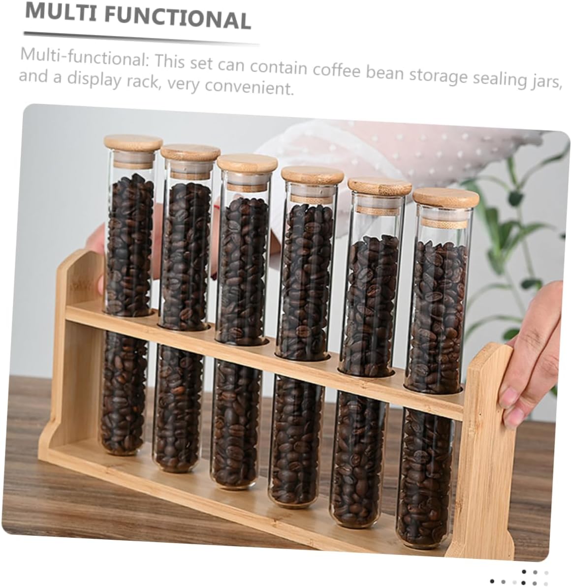 Bean Display Jars Stand Airtight Coffee Bean Holder Storage Tube for Coffee Enthusiasts
