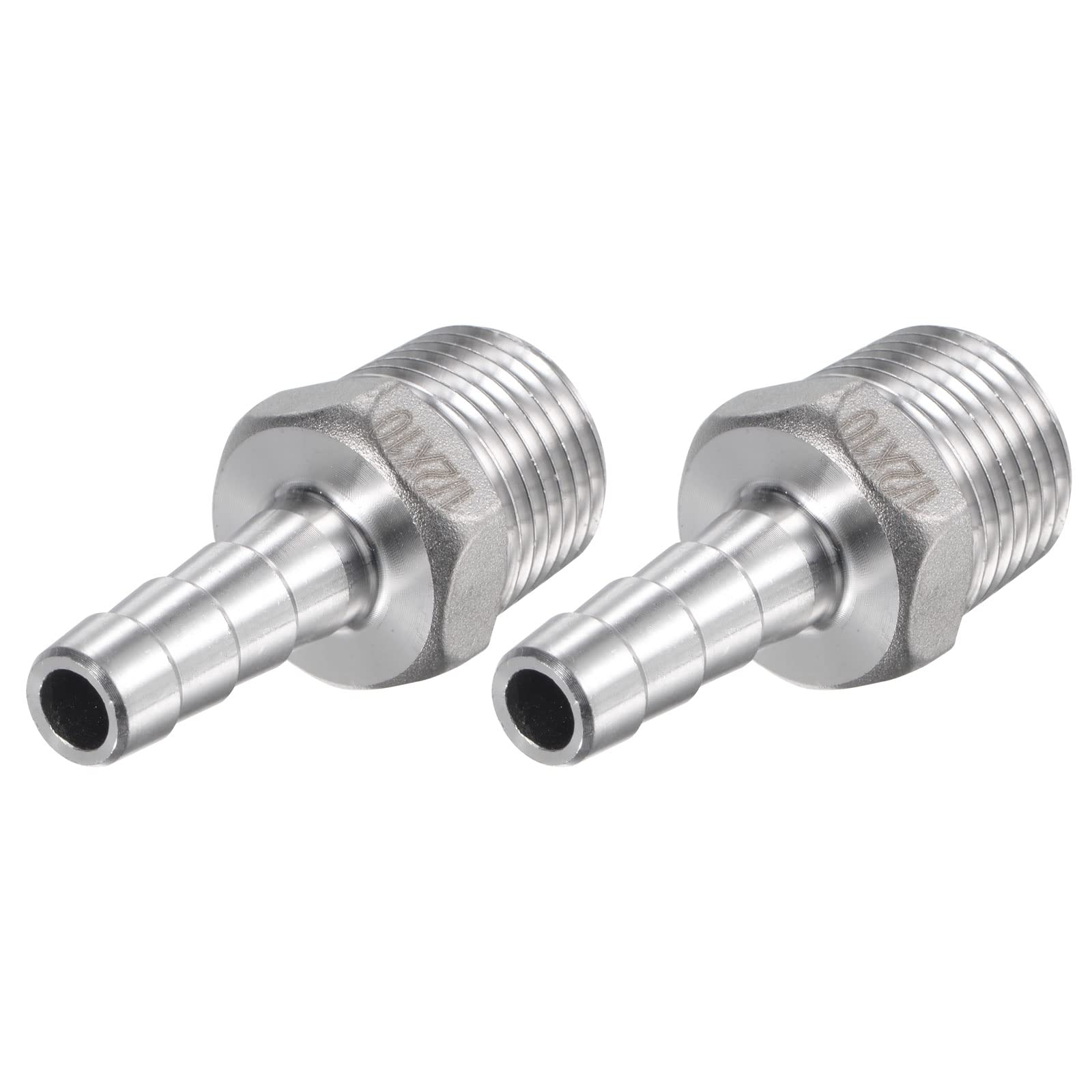 Raccord Cannelé Tuyau 19 Mm X 1/2" PT Mâle Acier Inox 304 - Pour Eau, Air, Carburant (lot De 2)