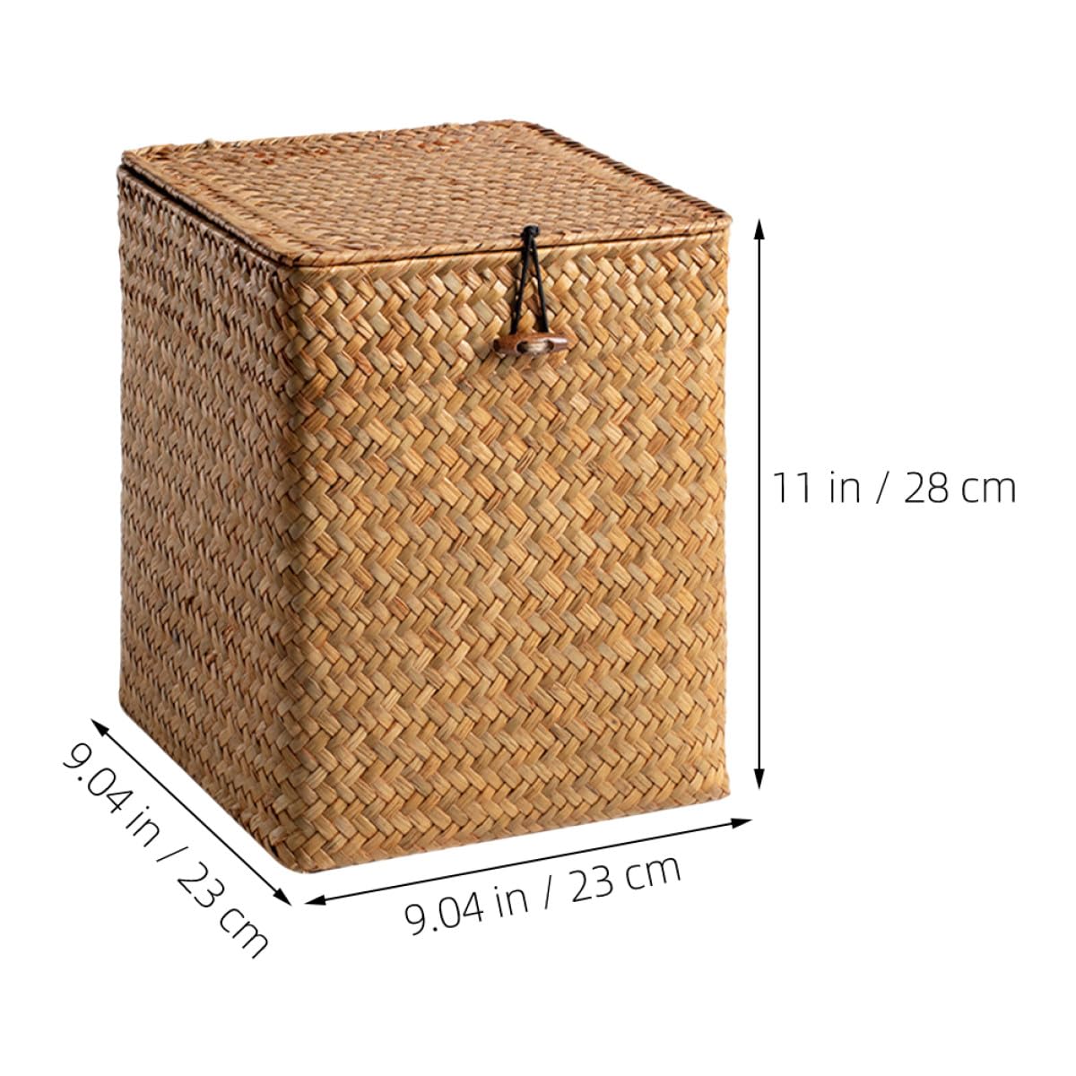 KICHOUSE Caja de Almacenamiento Mediana de Tejido Artesanal de Hierba Marina, Organizador Multiusos para Maquillaje y Artículos del Hogar, Contenedor Natural para Dormitorio y Oficina,