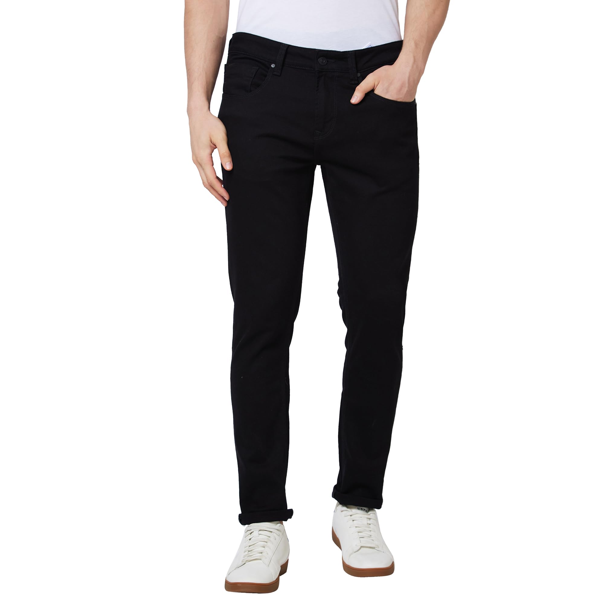 spykar Low Rise Slim Fit Black Jeans for Men-picture-36