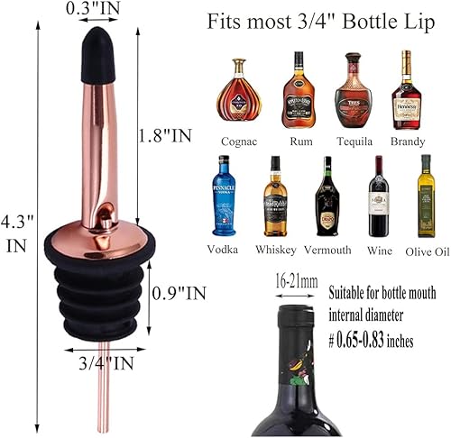 Miniatura 32 de Pafusen Paquete de 6 vertedores de botellas de licor, boquilla para verter licor para botellas de licor, boquilla dispensadora de aceite de oliva