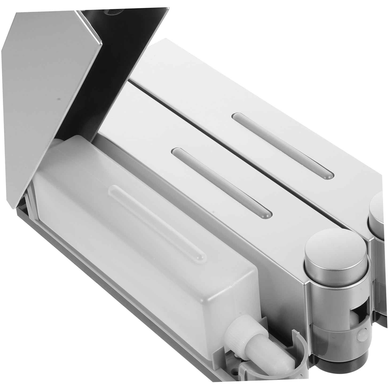 Dispenser Sapone da Muro Manuale a 3 Scomparti, Argento, Abs e Pvc, Design a 3 Teste, per Doccia e Bagno, Ricaricabile