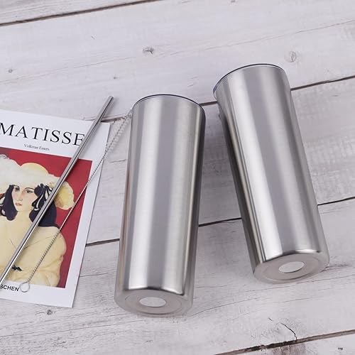 Miniatura 5 de Paquete de 12 vasos rectos y delgados de 20 onzas, en caja de regalo individual, de acero inoxidable, a granel, vasos delgados de viaje de 20 onzas