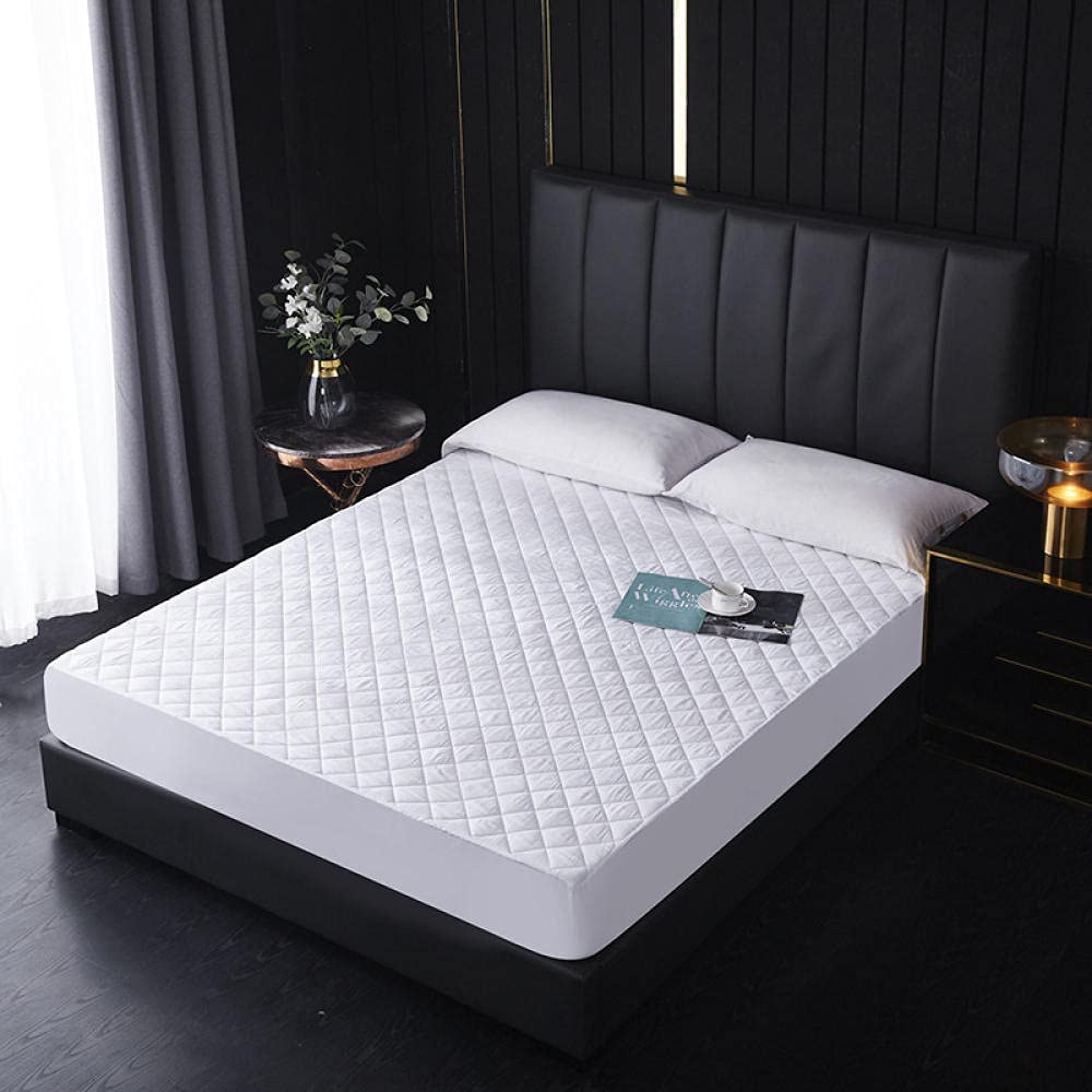 Biancheria da letto Lenzuola con angoli Hotel Homestay Lenzuola con angoli impermeabili trapuntate spesse di colore puro per coprimaterasso White King 193x203cm + 46cm