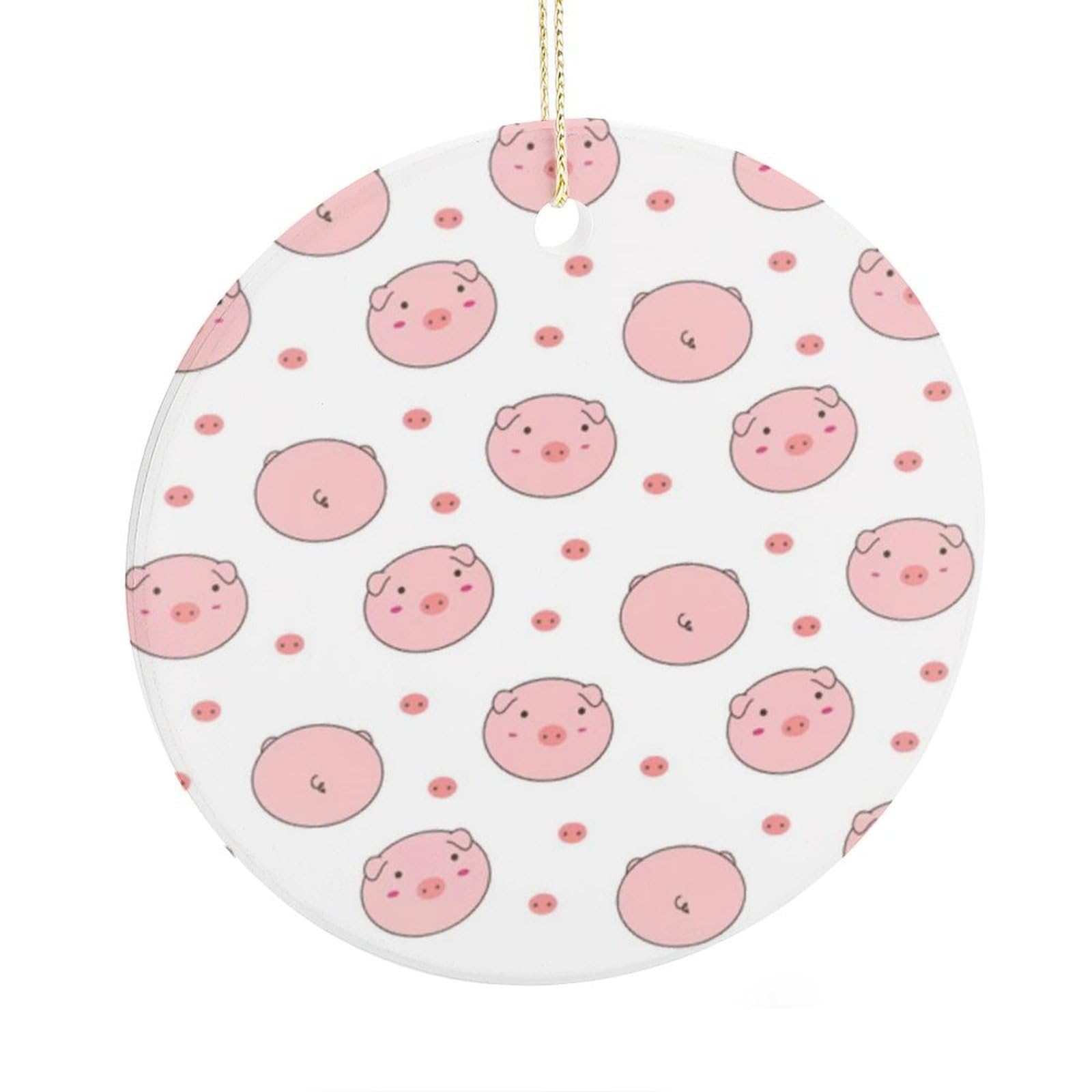 Adfgyerh Style Smiling Ceramic Circular Pendant,2.9 Inch，Hanging Ornament，Gift Exchange Idea Round Ceramic Ornament,For Mom And Daughter，For Home Indoor Outdoor Decor.