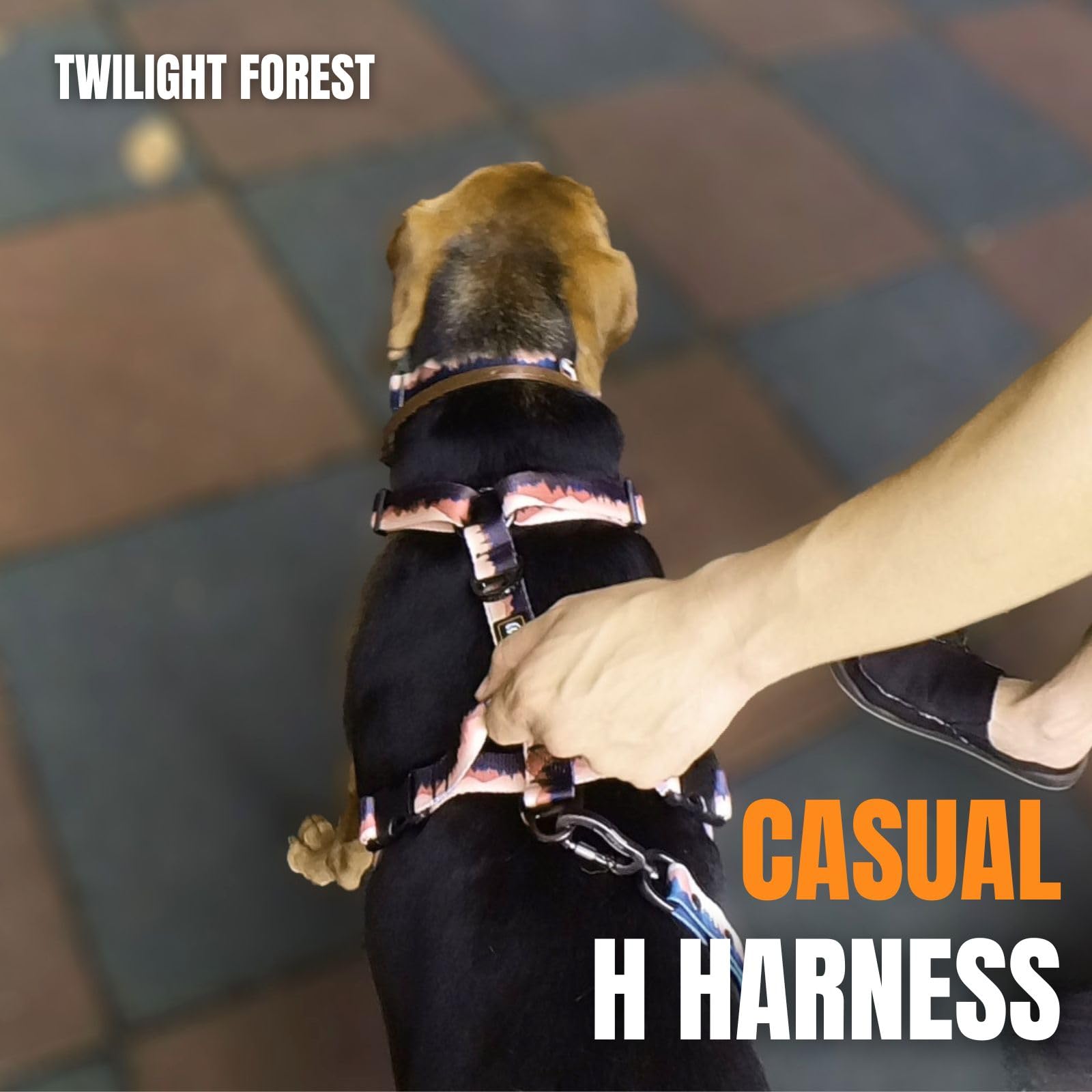 Casual H Arnés para perro, arnés para mascotas sin tirones con 2 clips de correa, color degradado bosque crepúsculo, chaleco acolchado suave ajustable para perros pequeños, medianos y