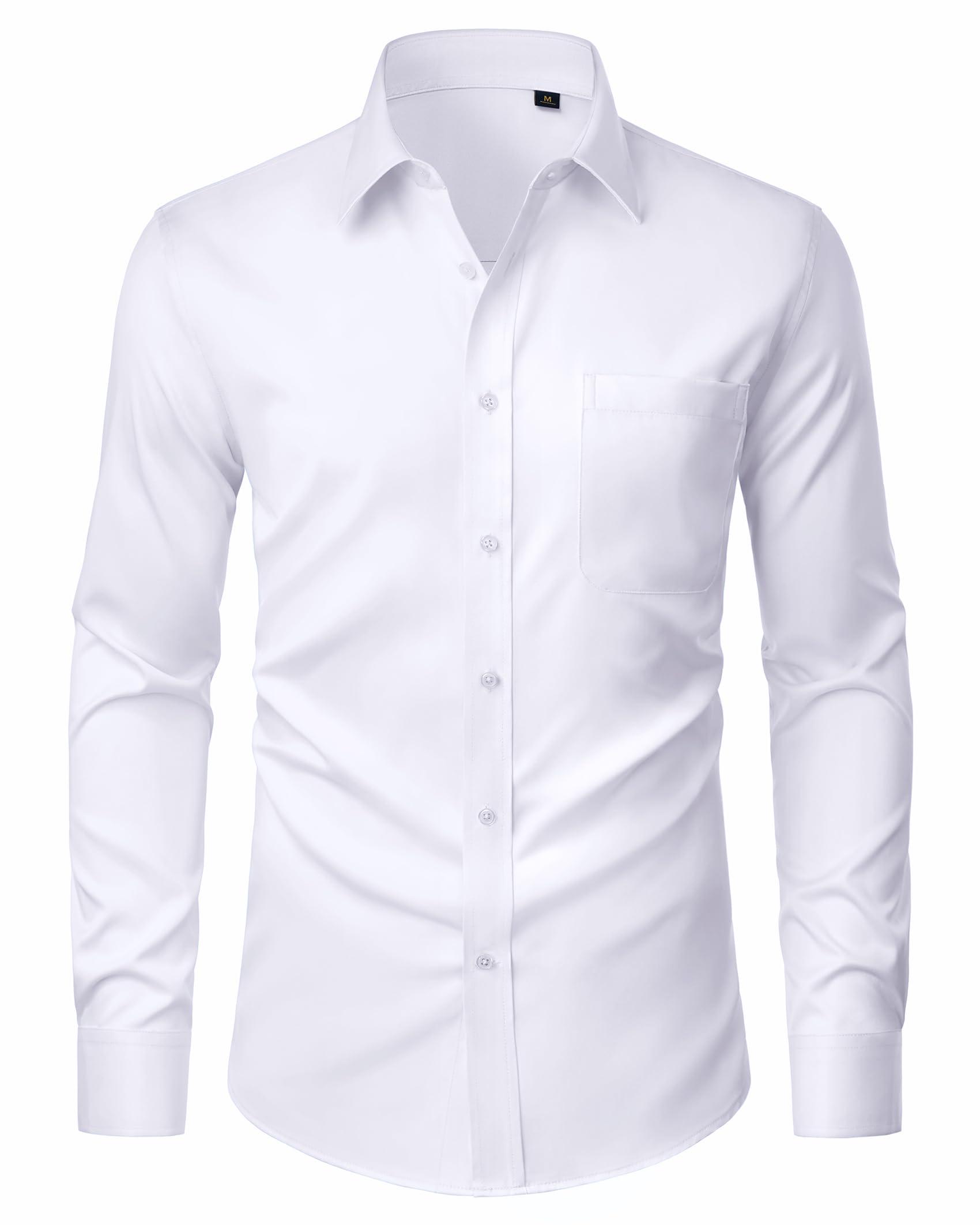 J VER Mens Dress Shirts Stretch Stain Shield Button Down Shirt Solid Formal Business Casual Long Sleeve Shirt