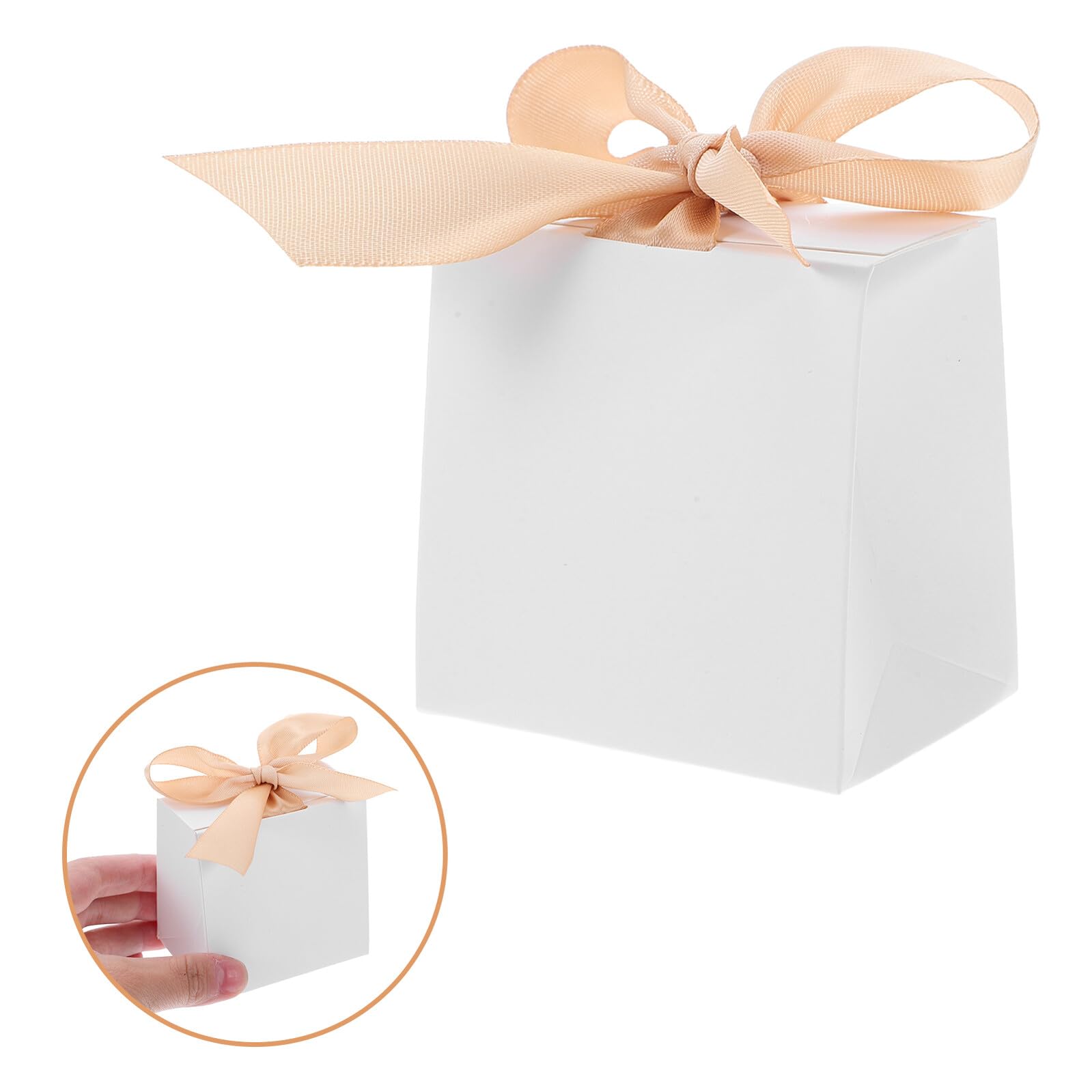 50 Scatoline Regalo Piccole Bianche in Stile Europeo con Nastro in Carta per Confezioni Bomboniere per Feste e Compleanni