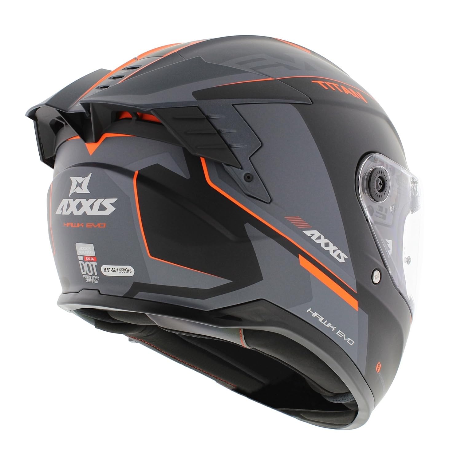 Axxis Hawk SV Evo Casco integral Titan B4 mate negro naranja gris