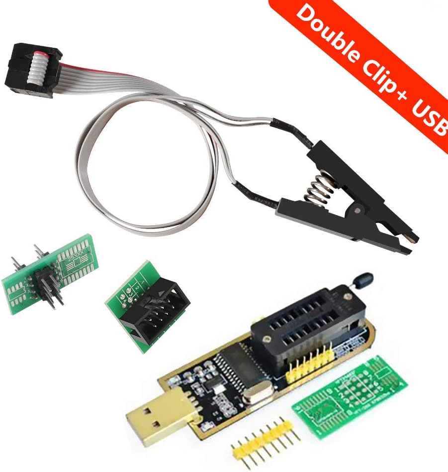 ALMOCN SOIC8 SOP8 Flash Chip IC Test Clips Socket Adpter Programmer BIOS + CH341A 24 25 Series EEPROM Flash BIOS USB Programmer Module (Double Clip+ USB) - Image 5