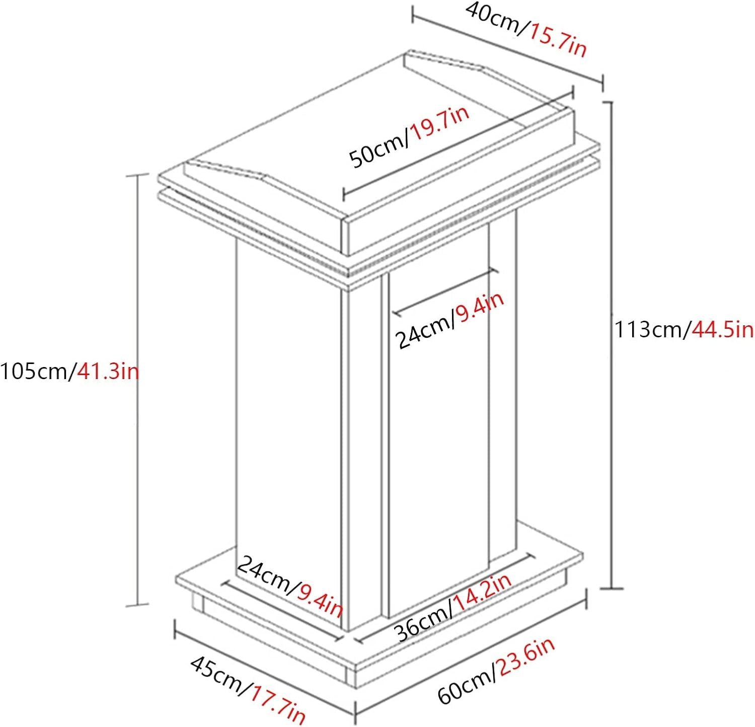 Podio del Pulpito della Chiesa, Supporto per Conferenze Didattiche con Deflettore, Pannello di Densità di Montaggio Facile Scaffale in Piedi di Lettura Rialzato per Ufficio, Scuola, Casa