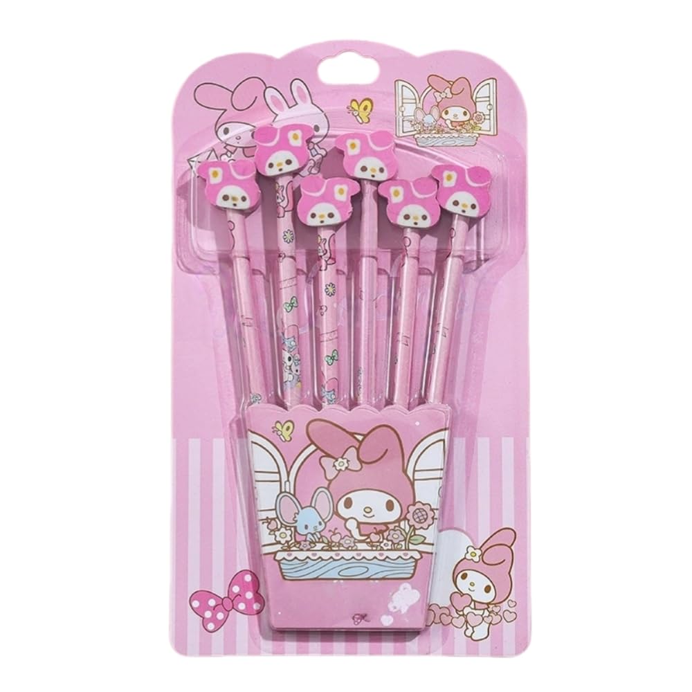 OMEIU Store Pack of 6 capybara HB pencil with eraser top Kids Children Party Bag Fillers School Office (MELO)