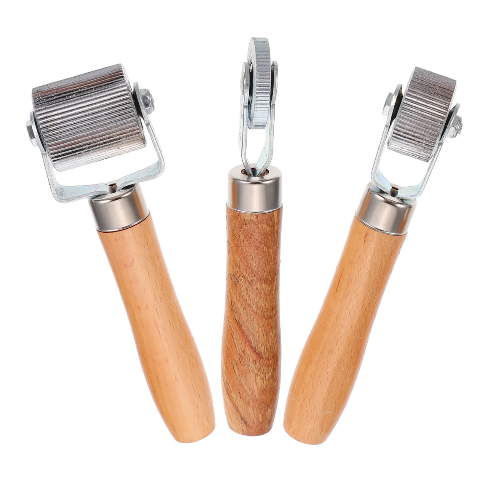 PRETYZOOM Kit de Réparation Pneus Voiture en Matériau Synthétique 3 Pièces Rouleaux à Manche en Bois, Roue de Pressage Portable pour Réparation