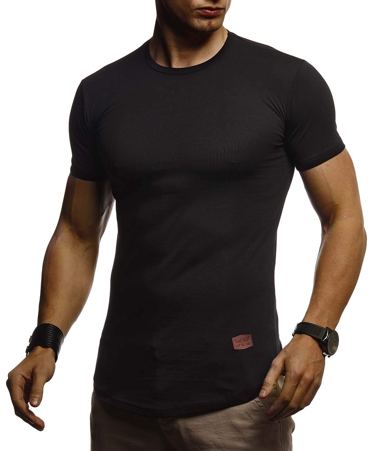Leif Nelson Men's Summer T-Shirt, Crew Neck, Slim Fit, Cotton Ratio, Cool White Black Basic Men's T-Shirt, Crew Neck, Boys' Short-Sleeved, O-Neck Short Sleeve Top, Long, LN8294 - xl