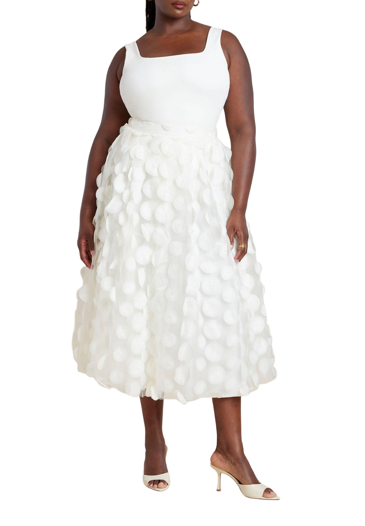 ELOQUII Womens Plus Size Dimensional Dot Full Skirt