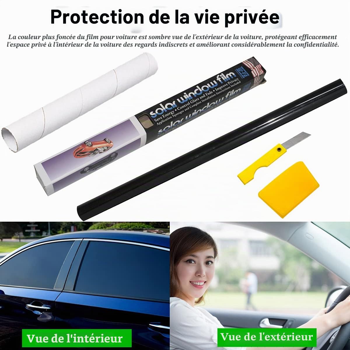 Film de fenêtre de voiture Baceyong, rouleau teinté de fenêtre de voiture de confidentialité pour camping-cars 760mm*7m