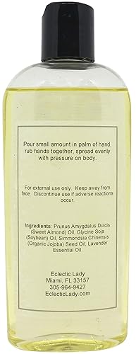 Miniatura 4 de Aceite de masaje de lavanda natural, 8 onzas, ingredientes 100% naturales con almendras dulces y aceite de jojoba, aroma relajante para hombres y