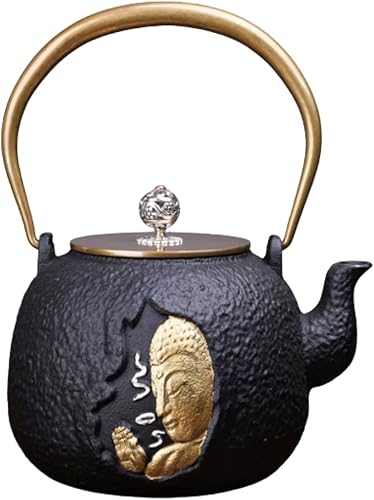 Tetera Cast Iron Teapot with Copper Handle 1200ml40oz Tea Kettle Stovetop Safe Japanese Tetsubin Teapot Coated with Enameled Interior Tea Maker