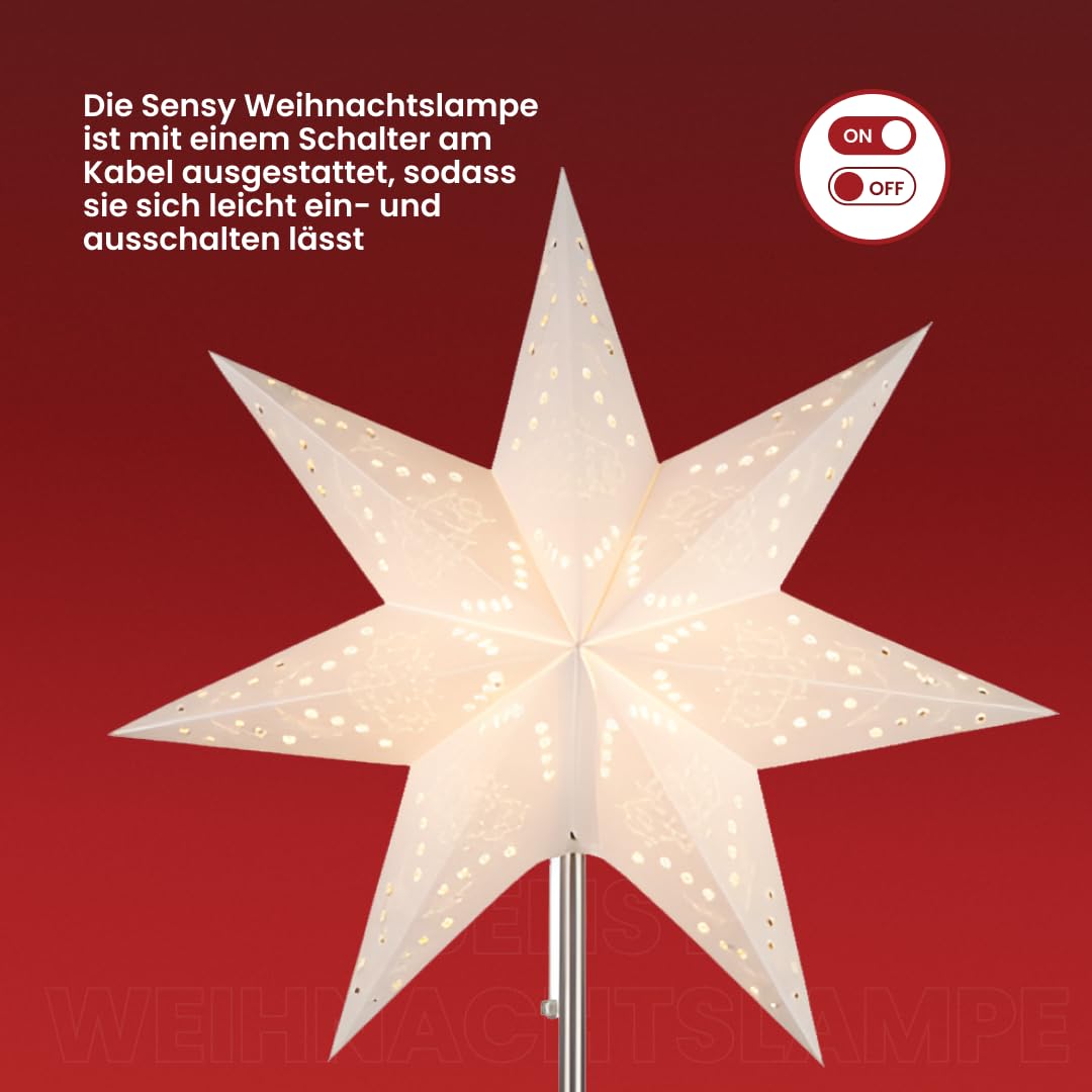 Sensy Mini Standleuchte Stern 83 cm - Papierstern mit Metallfuß