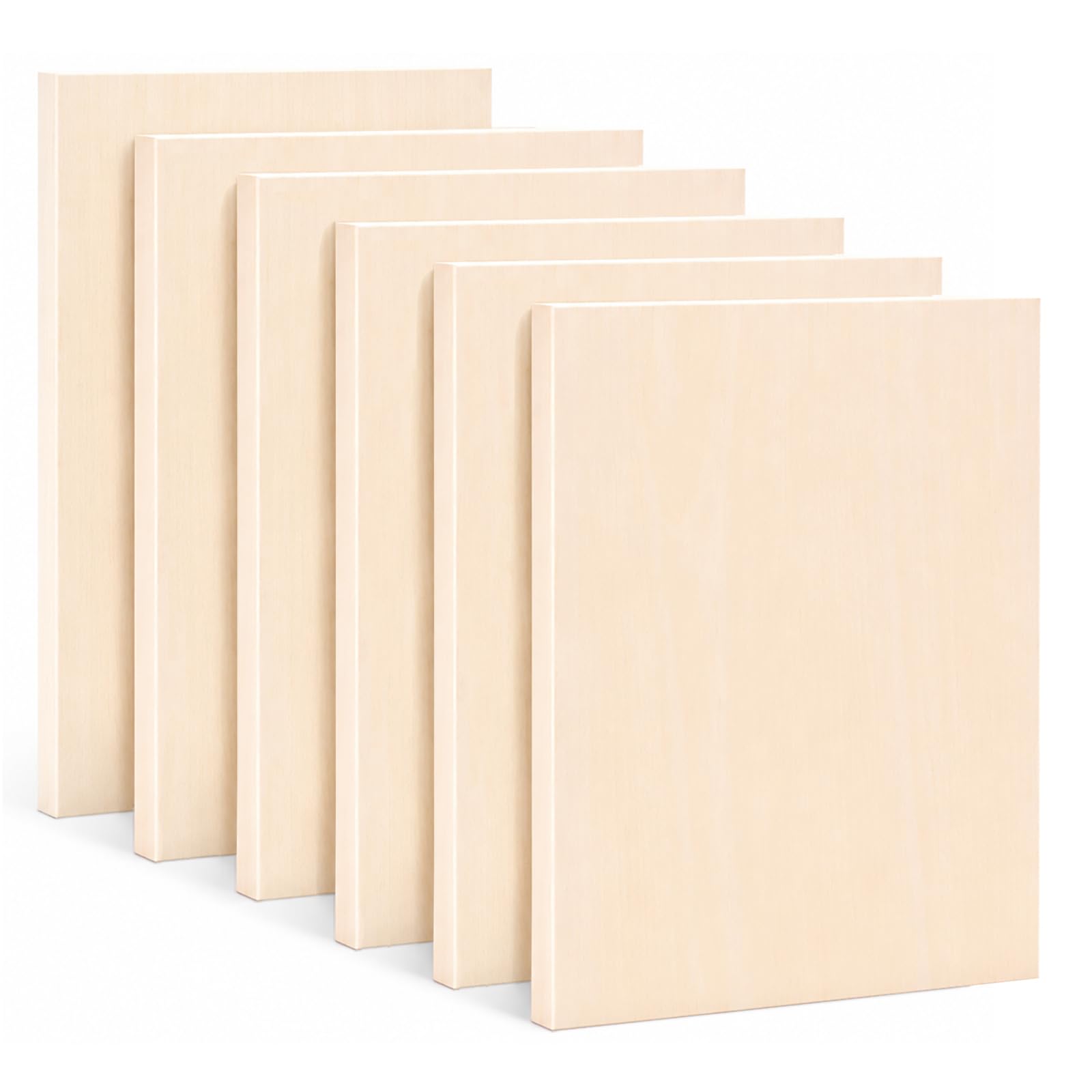 Frcctre 6 Pack Unfinished Wood Canvas Panels, 22 x 30 CM Wooden Canvas Boards Wood Cradled Painting Panel Boards for Pouring, Art, DIY Crafts, Burning