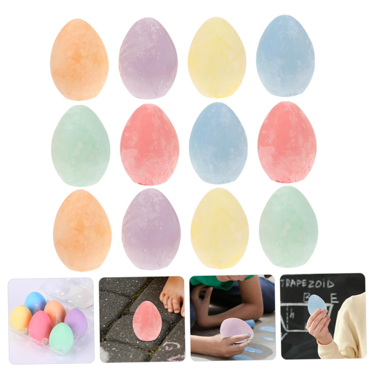 Totority 12Pcs Washable Egg Shaped Chalks for Chalks for Art Play Drawing Classroom Chalkboards Outdoor Sidewalks for Boys