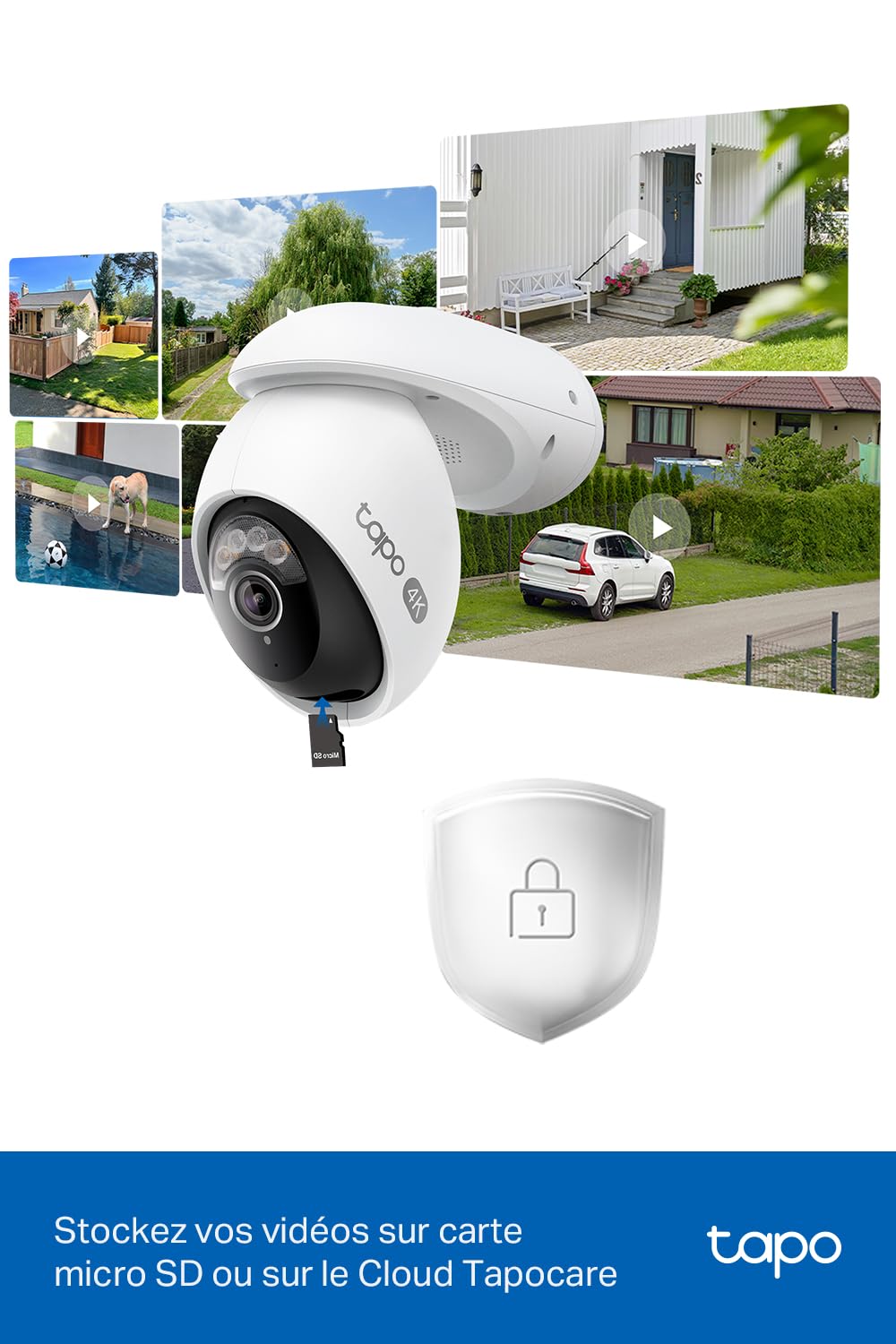 Tapo C560WS Caméra de surveillance extérieure Wi-Fi 4K 360°, Wi-Fi 6 double bande, vision nocturne couleur, détection IA gratuite, suivi intelligent, alarme lumineuse et sonore, audio bidirectionnel