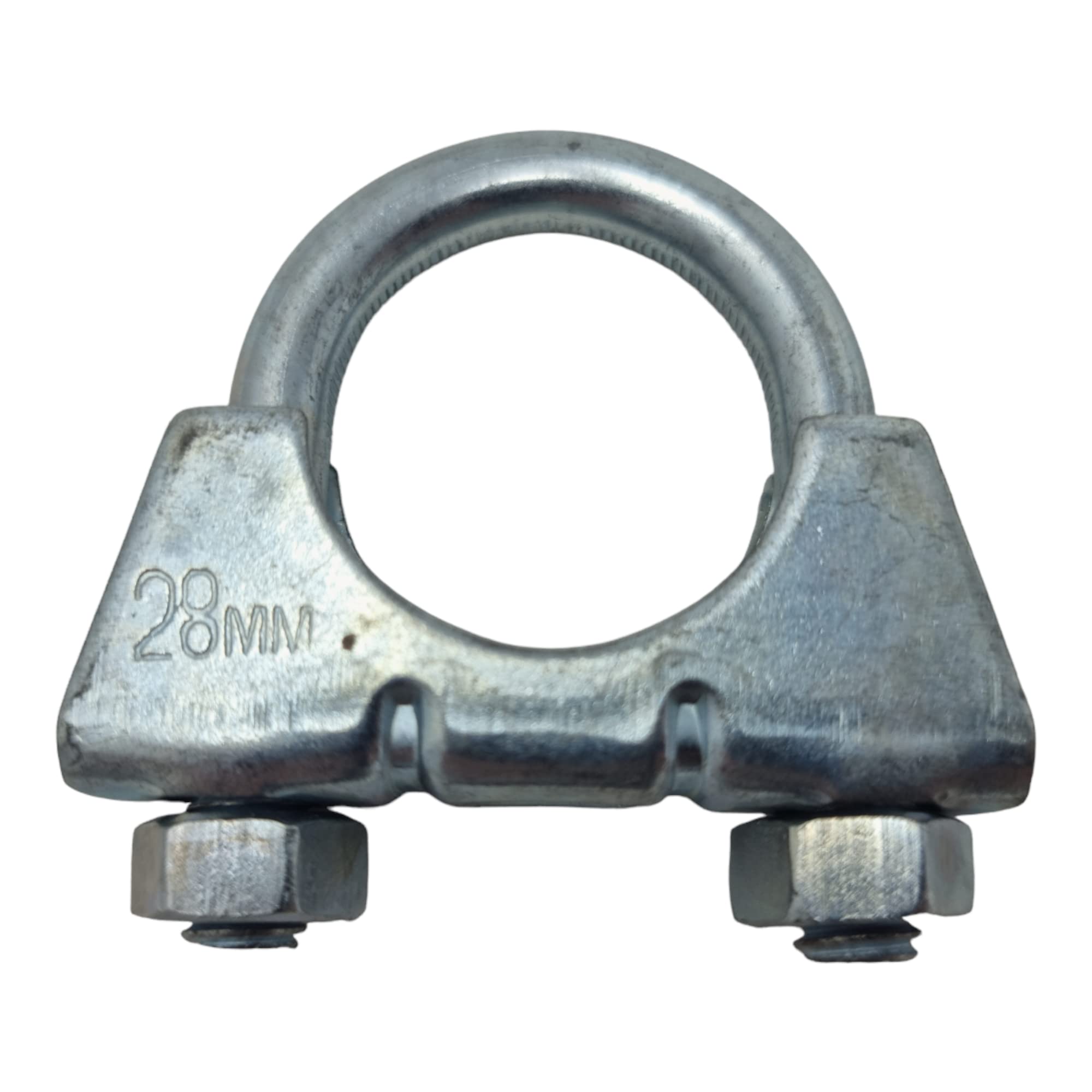 28mm Universal U Bolt Exhaust Clamps - Heavy Duty Clamp & Nuts (Pack of 2)