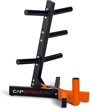 Cap Olympic Plate Tree Storage Rack for Weights & Barbells, Heavy-Duty Steel Weight Plate Organizer for 2-Inch Olympic Plates, Space-Saving Storage Rack, 300lb Capacity, Multiple Colors
