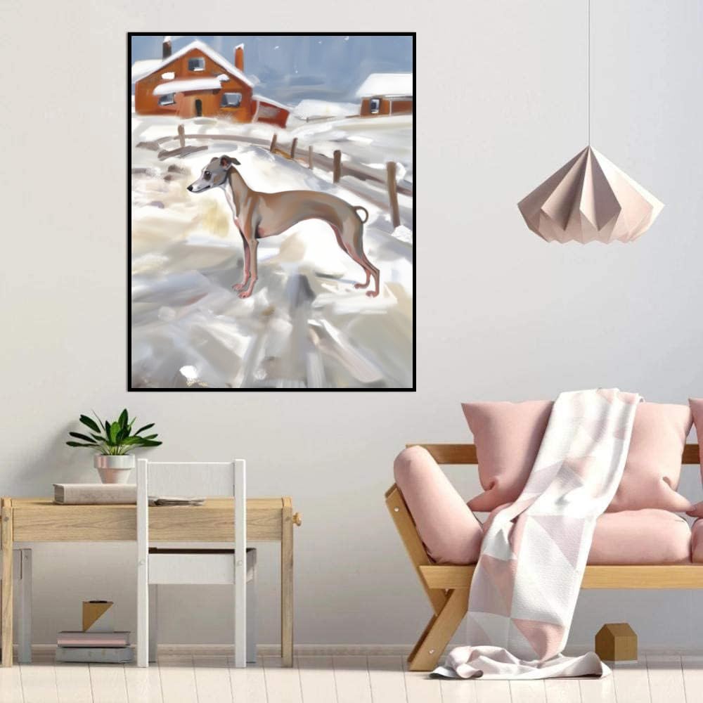 Paint by Numbers Italian Greyhound Dog DIY Acrylic Painting Kit with Brushes Pigment Oil Painting Artwork Adults Beginners Wall Decor 12x16inch(30x40cm) Frameless